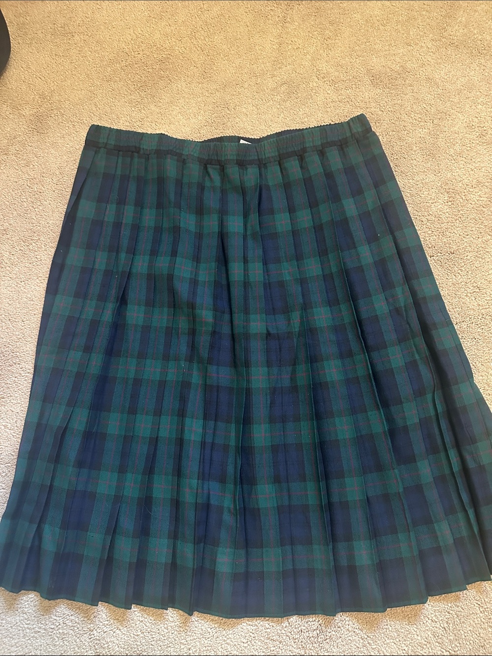 Jantzen Green and Navy Plaid Pleated Skirt
